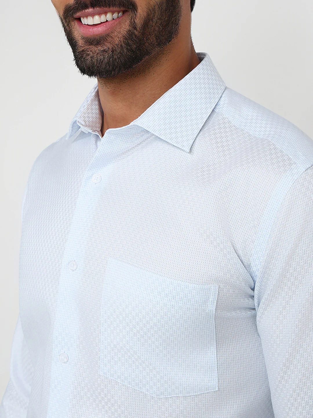 Park Avenue Men Blue Structure Regular Fit Cotton Formal Shirt - Image 6