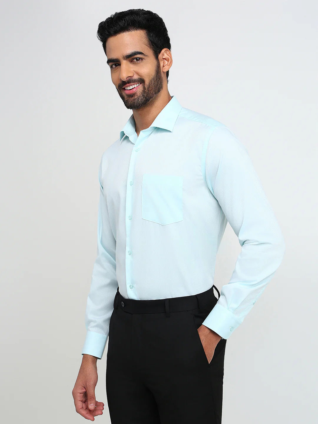 Park Avenue Men Blue Structure Regular Fit Cotton Formal Shirt - Image 2