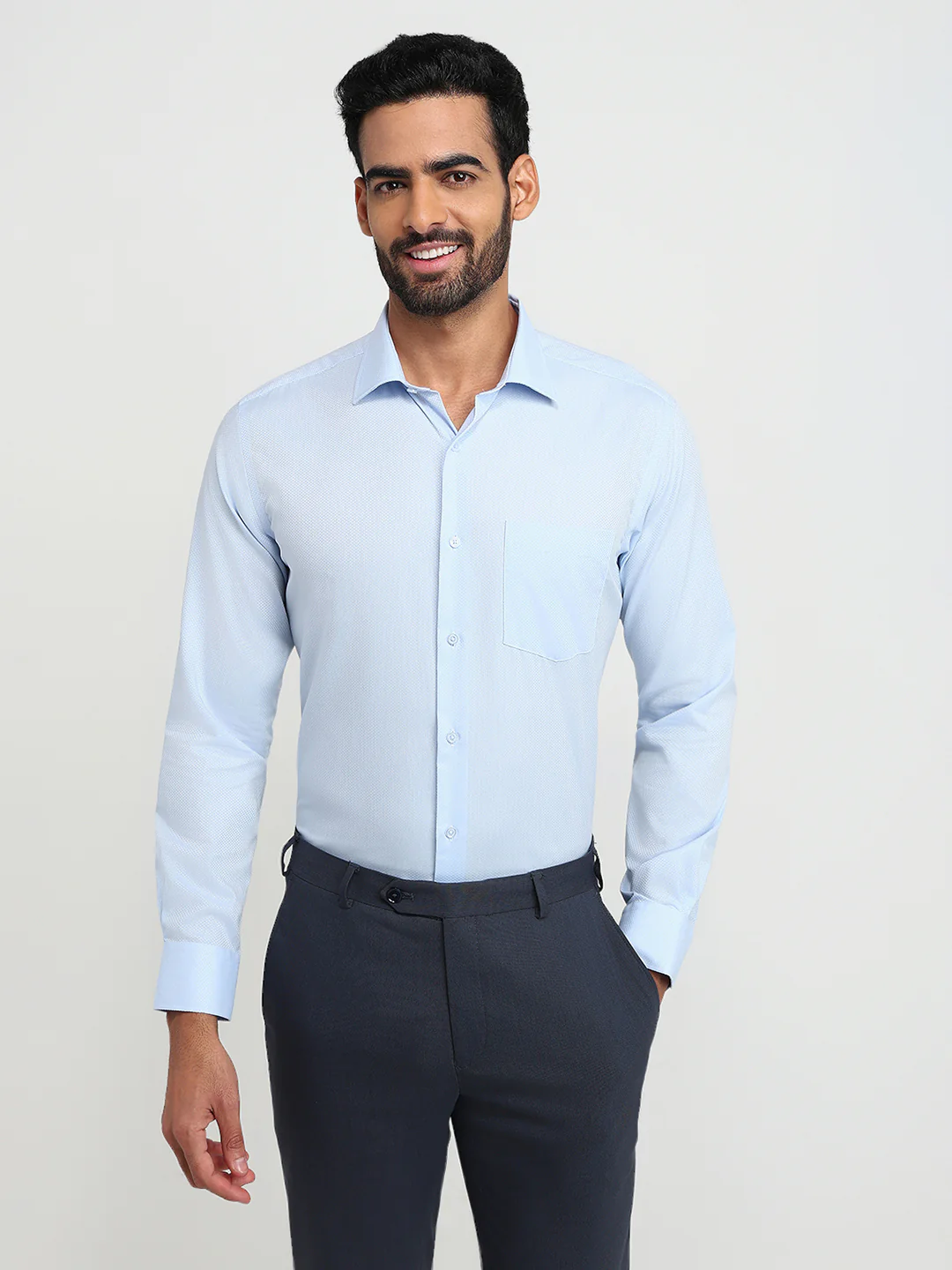 Park Avenue Men Blue Structure Regular Fit Cotton Formal Shirt