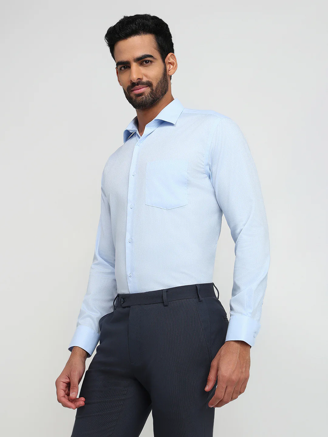 Park Avenue Men Blue Structure Regular Fit Cotton Formal Shirt - Image 2
