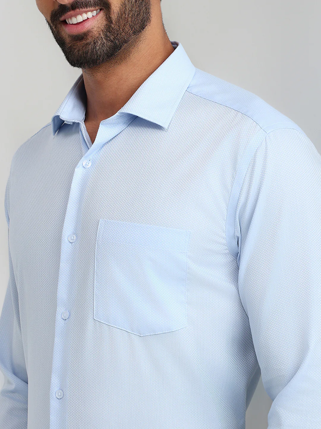 Park Avenue Men Blue Structure Regular Fit Cotton Formal Shirt - Image 6