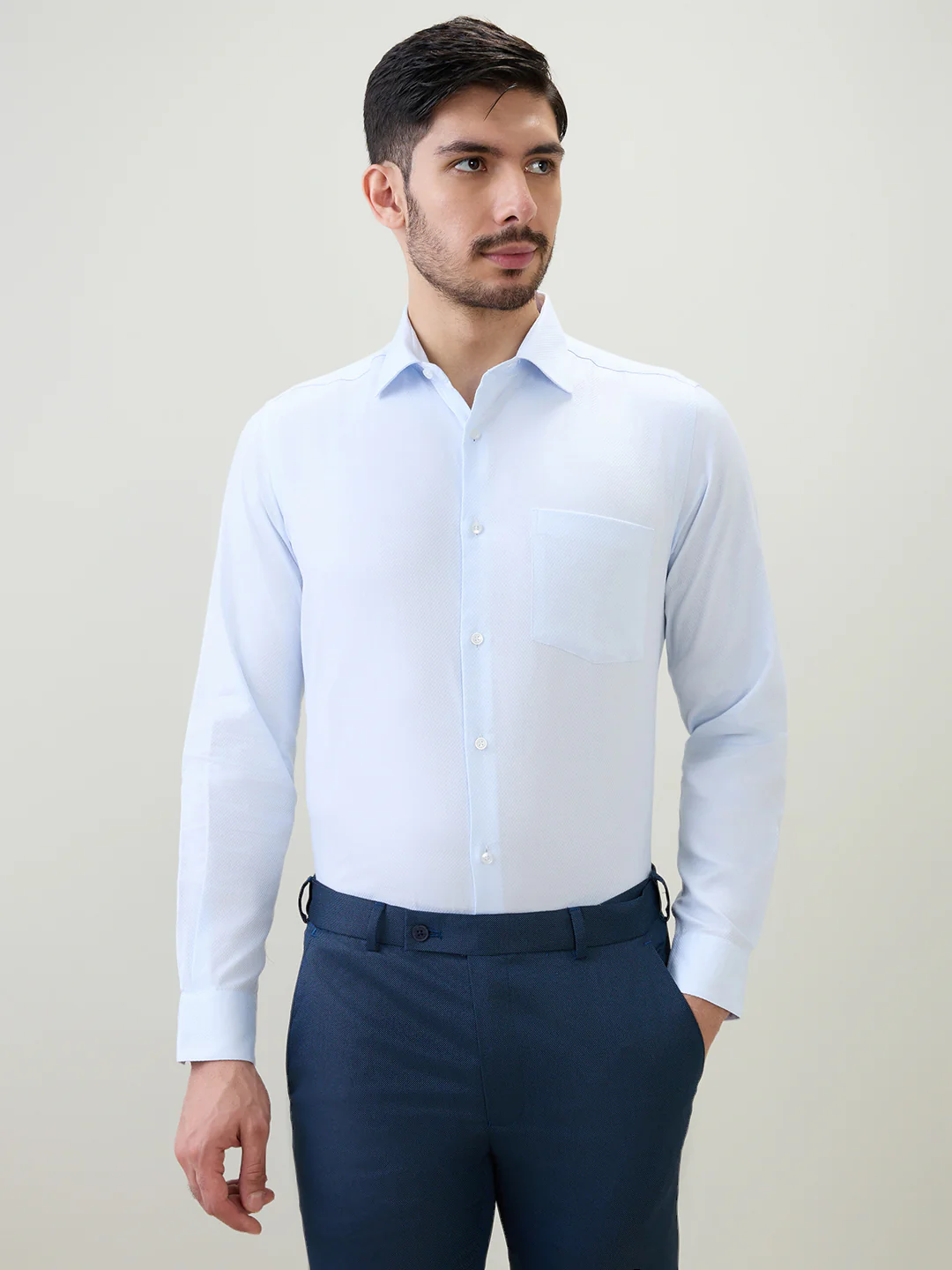 Park Avenue Men Blue Structure Regular Fit Cotton Formal Shirt