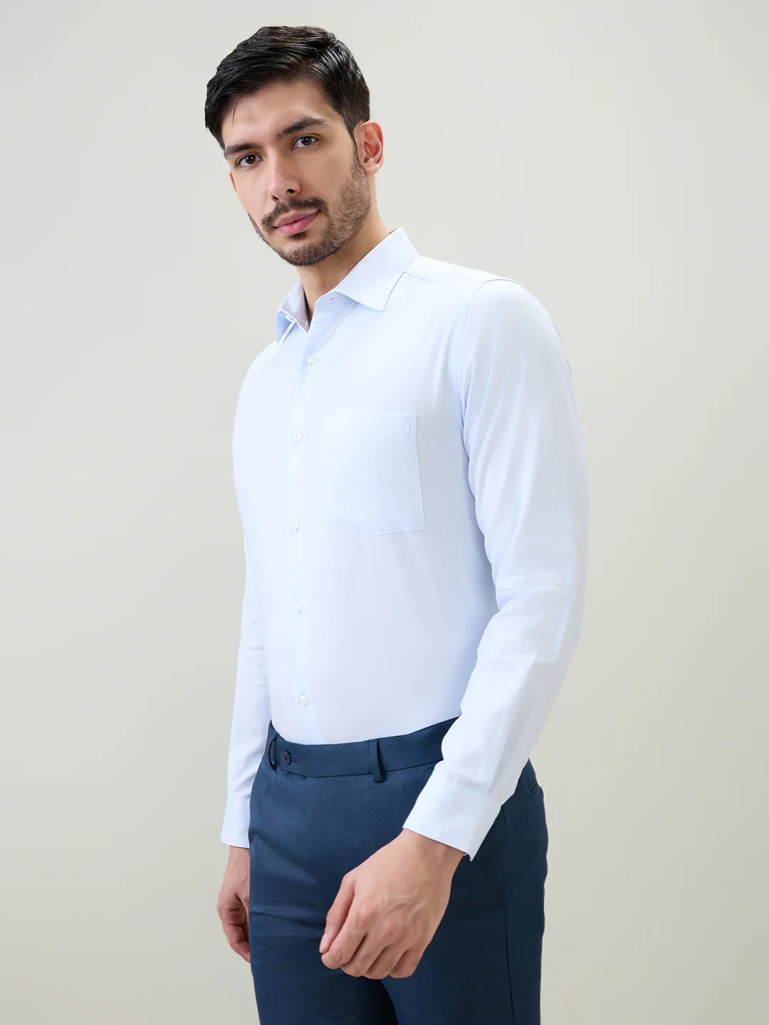 Park Avenue Men Blue Structure Regular Fit Cotton Formal Shirt - Image 2