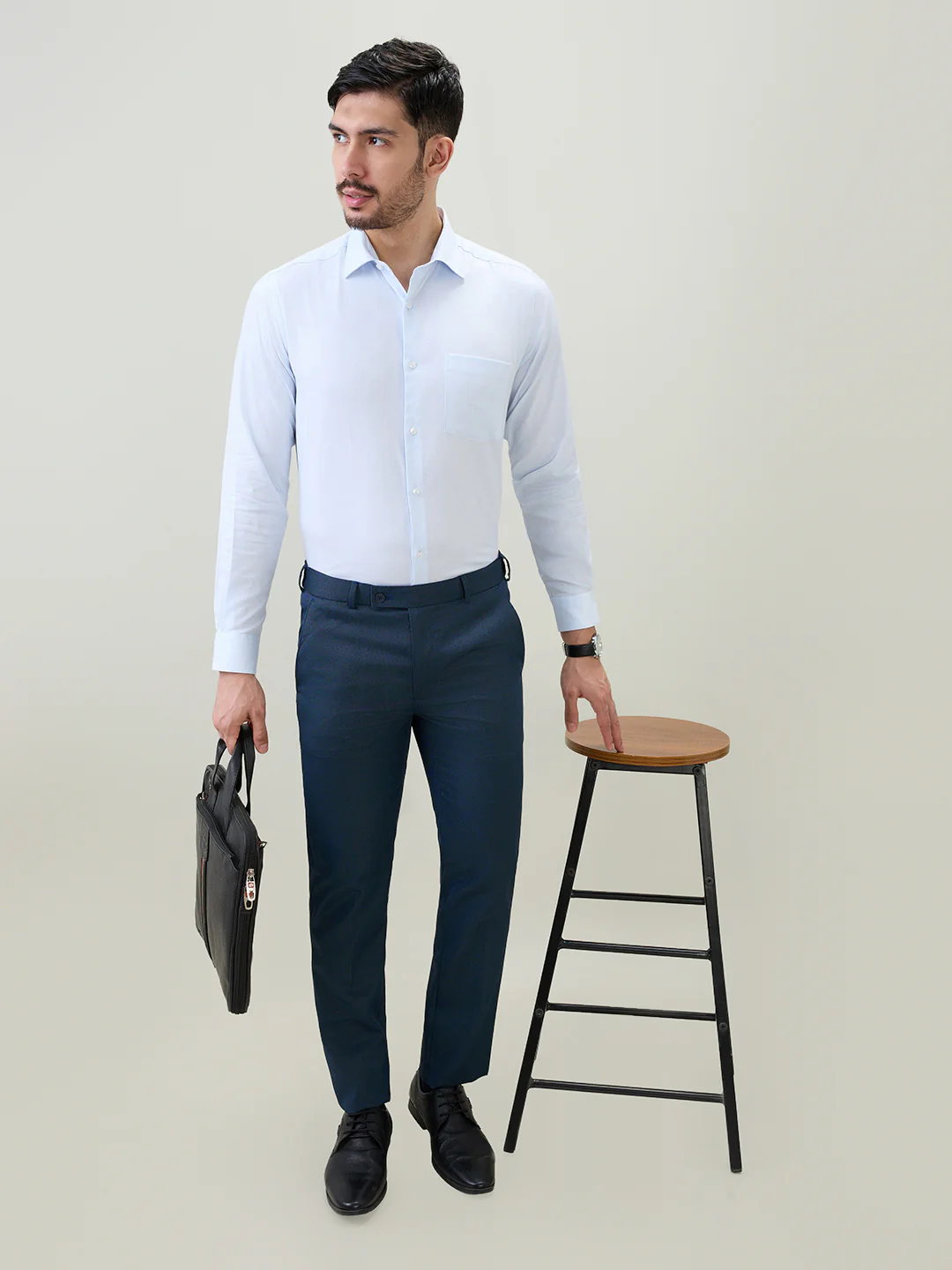Park Avenue Men Blue Structure Regular Fit Cotton Formal Shirt - Image 6