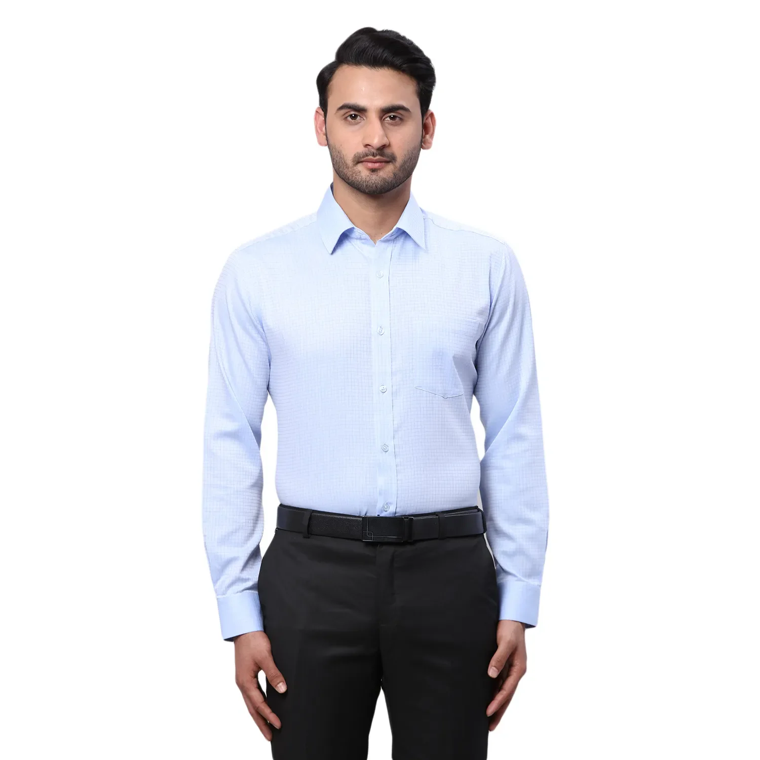 Park Avenue Men Blue Structure Regular Fit Cotton Full Sleeve Ainsley Collar Shirt