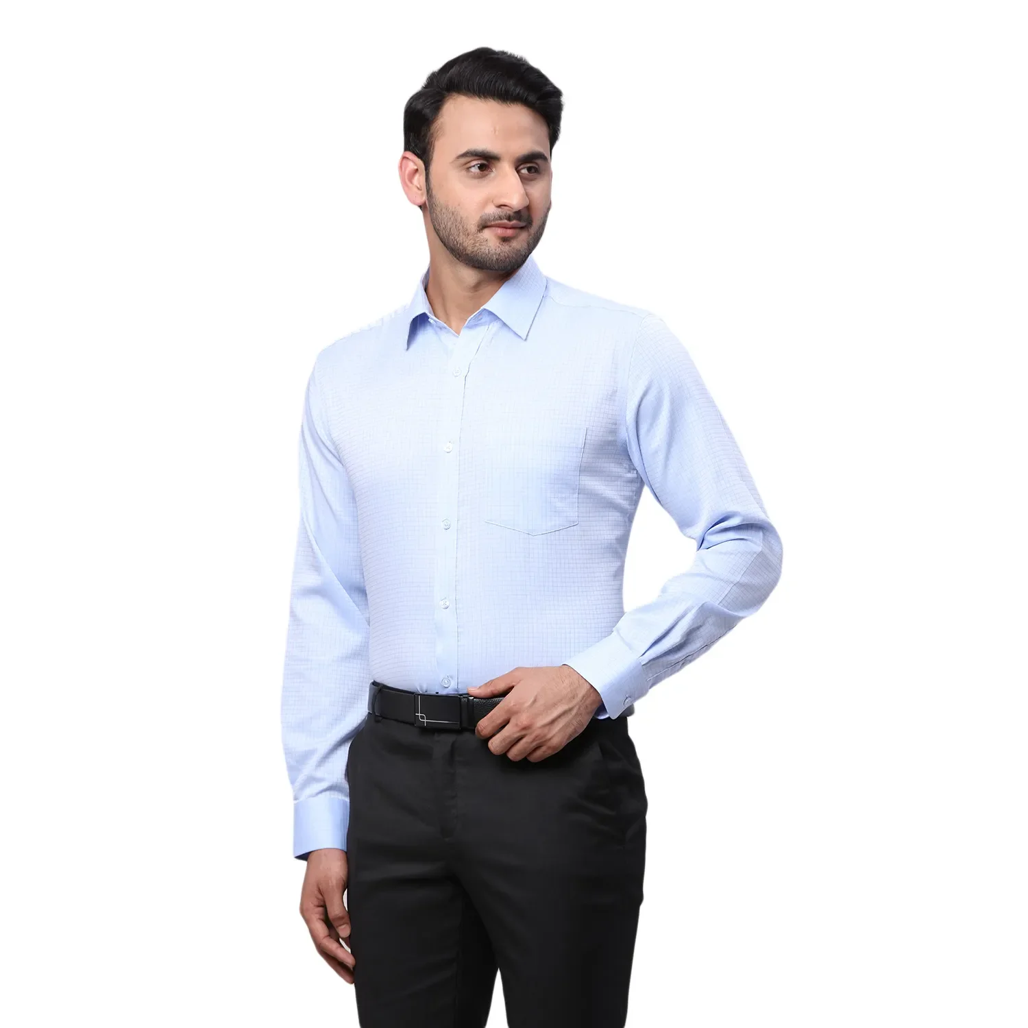 Park Avenue Men Blue Structure Regular Fit Cotton Full Sleeve Ainsley Collar Shirt - Image 3