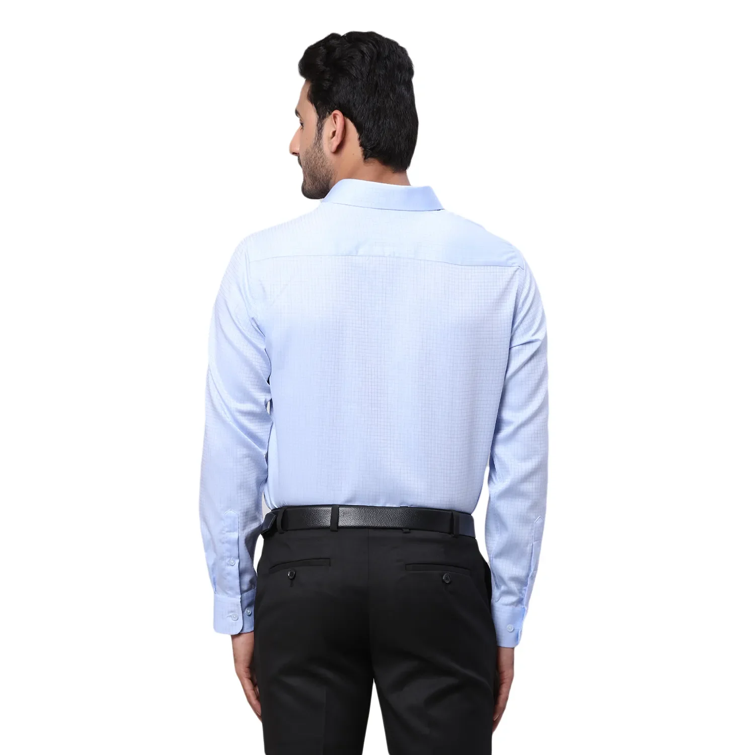 Park Avenue Men Blue Structure Regular Fit Cotton Full Sleeve Ainsley Collar Shirt - Image 4