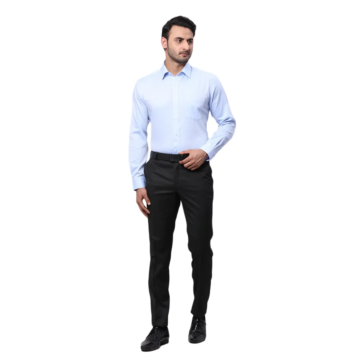 Park Avenue Men Blue Structure Regular Fit Cotton Full Sleeve Ainsley Collar Shirt - Image 5