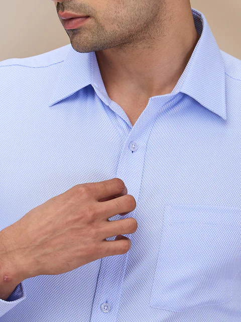 Park Avenue Men Blue Structure Regular Fit Cotton Shirt - Image 5