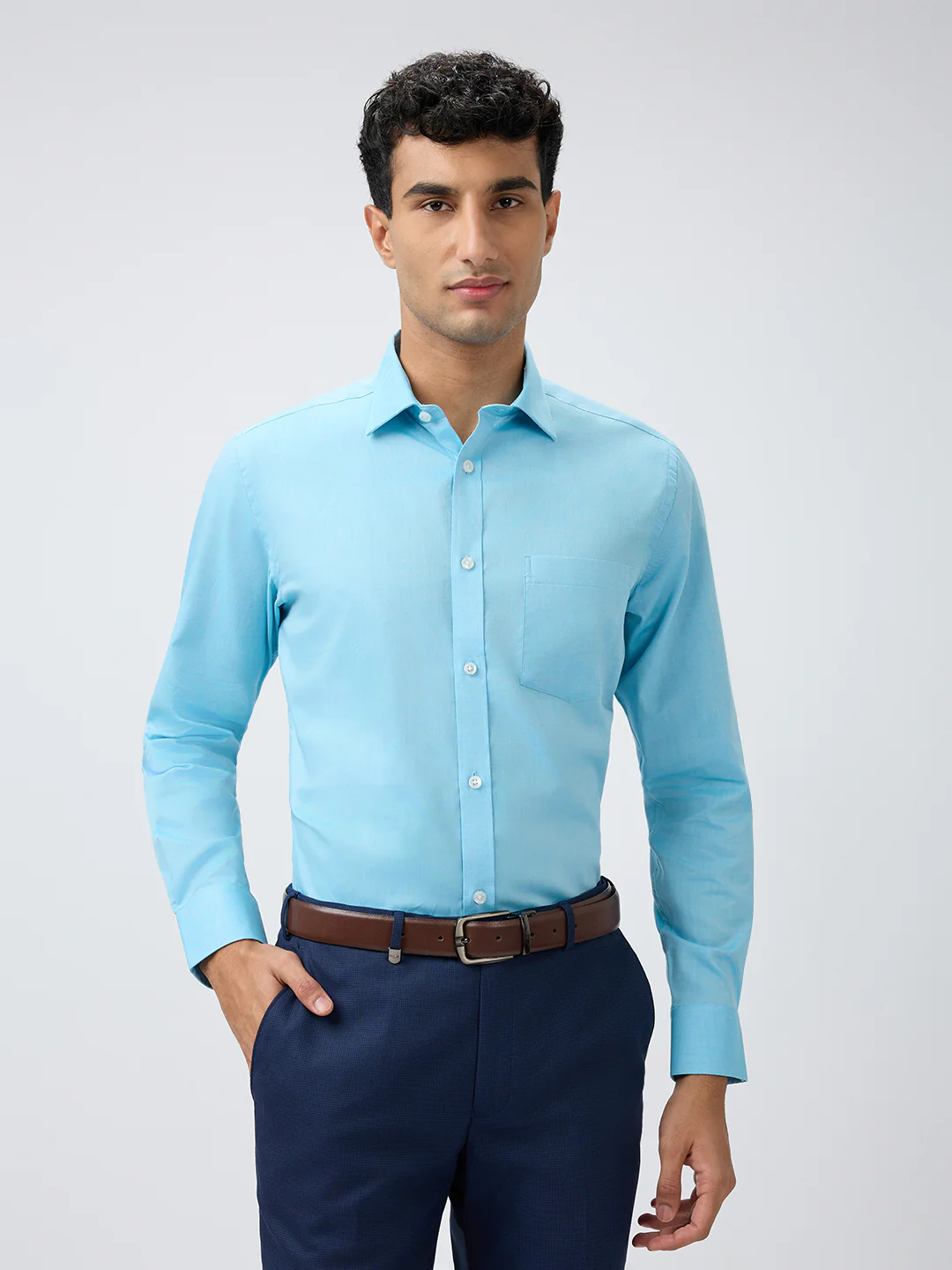 Park Avenue Men Blue Structure Regular Fit Cotton Shirt