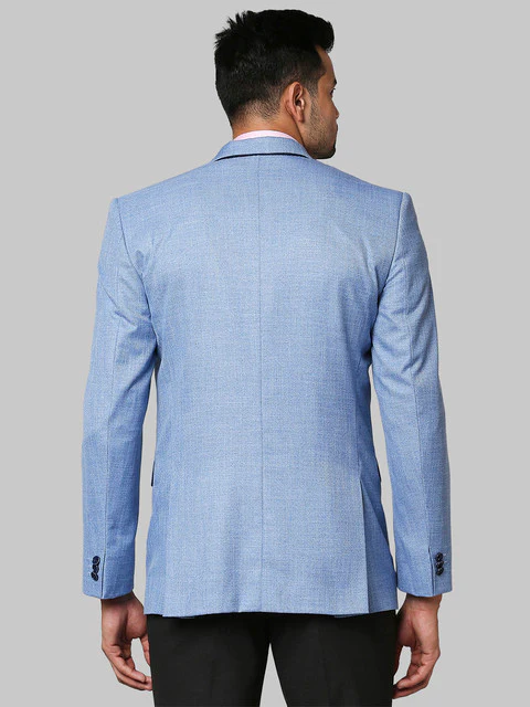 Park Avenue Men Blue Structure Regular Fit Polyester Blend Blazer - Image 4
