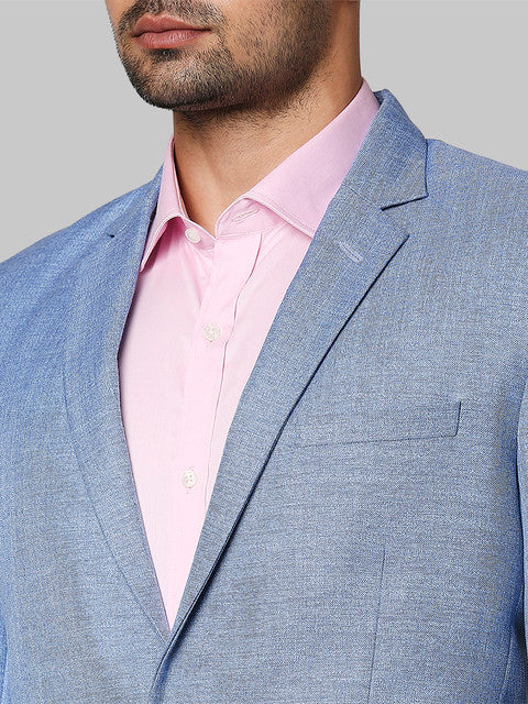 Park Avenue Men Blue Structure Regular Fit Polyester Blend Blazer - Image 6