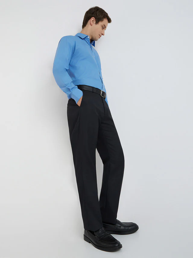 Park Avenue Men Blue Structure Regular Fit Polyester Blend Trouser - Image 5