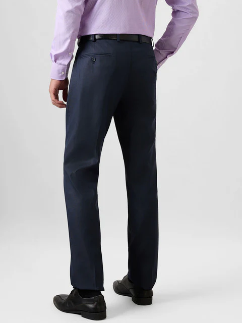 Park Avenue Men Blue Structure Regular Fit Polyester Blend Trouser - Image 4