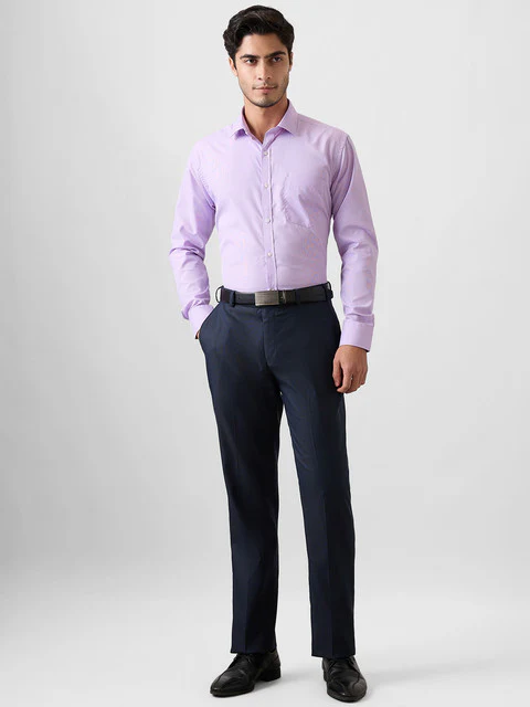 Park Avenue Men Blue Structure Regular Fit Polyester Blend Trouser - Image 5