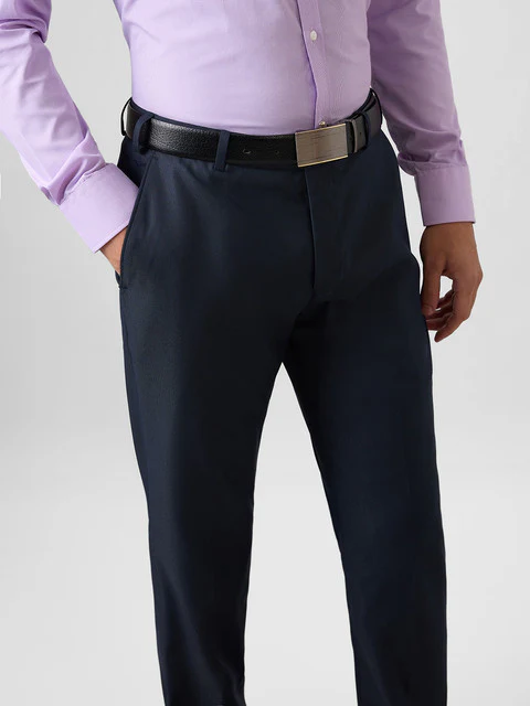 Park Avenue Men Blue Structure Regular Fit Polyester Blend Trouser - Image 6