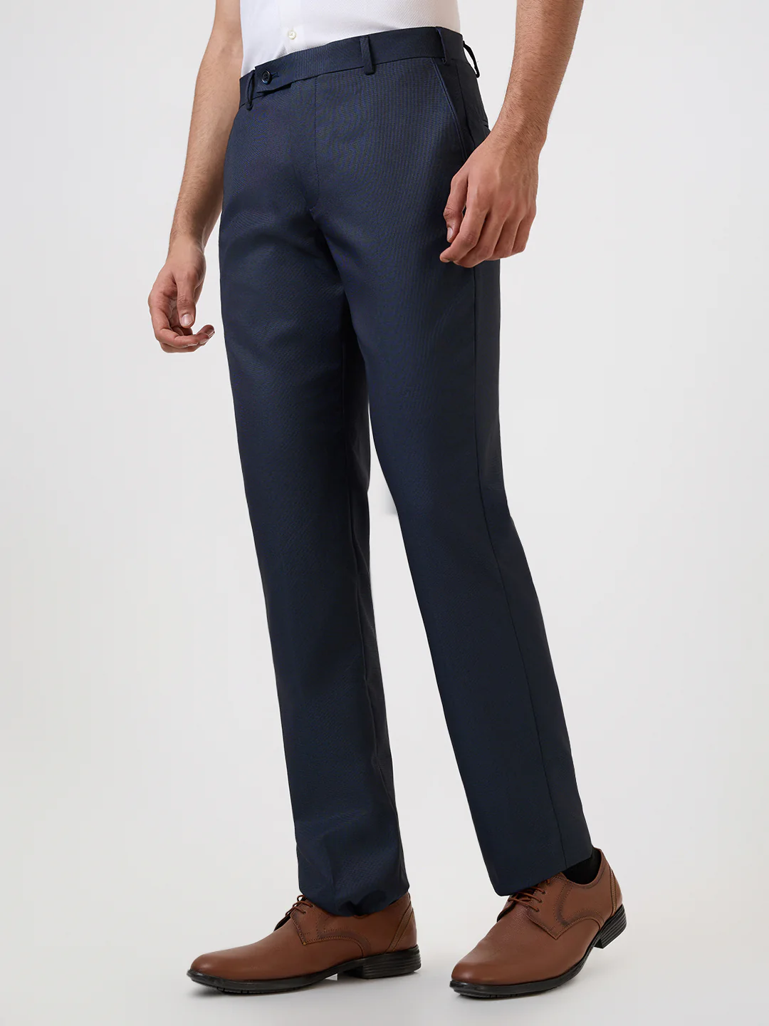 Park Avenue Men Blue Structure Regular Fit Polyester Blend Trouser - Image 2