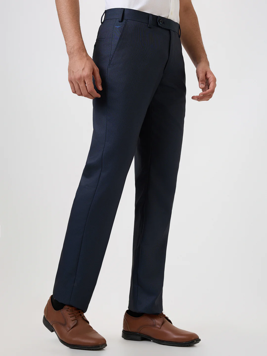 Park Avenue Men Blue Structure Regular Fit Polyester Blend Trouser - Image 3