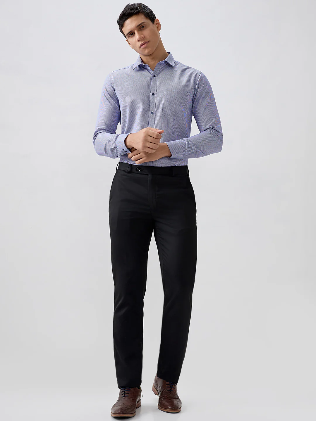 Park Avenue Men Blue Structure Slim Fit Cotton Blend Formal Shirt - Image 5