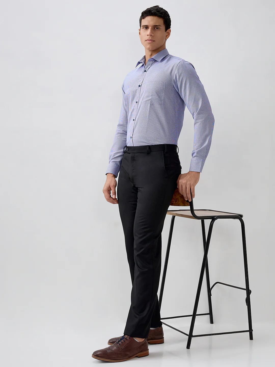 Park Avenue Men Blue Structure Slim Fit Cotton Blend Formal Shirt - Image 7