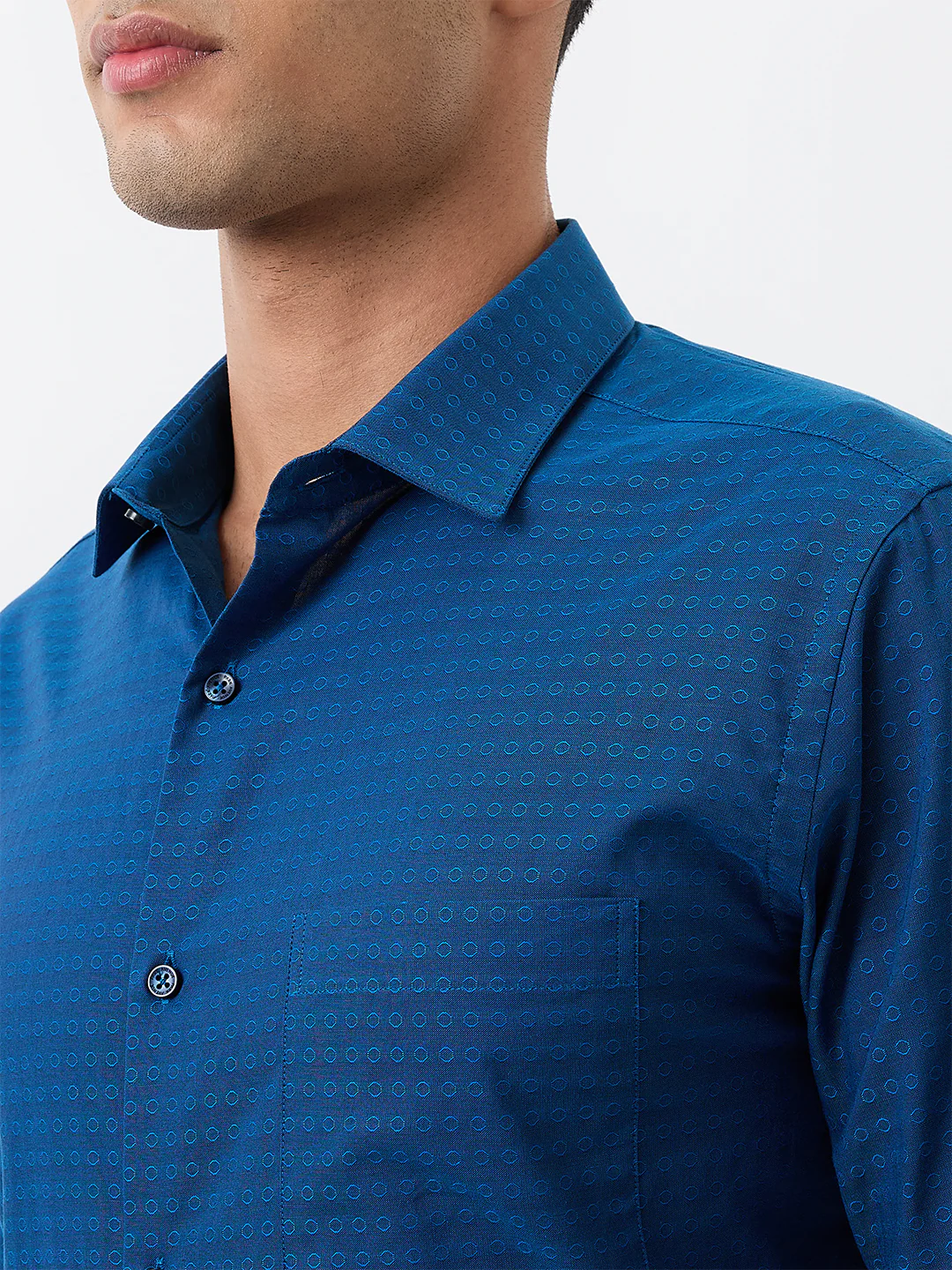 Park Avenue Men Blue Structure Slim Fit Cotton Blend Shirt - Image 6