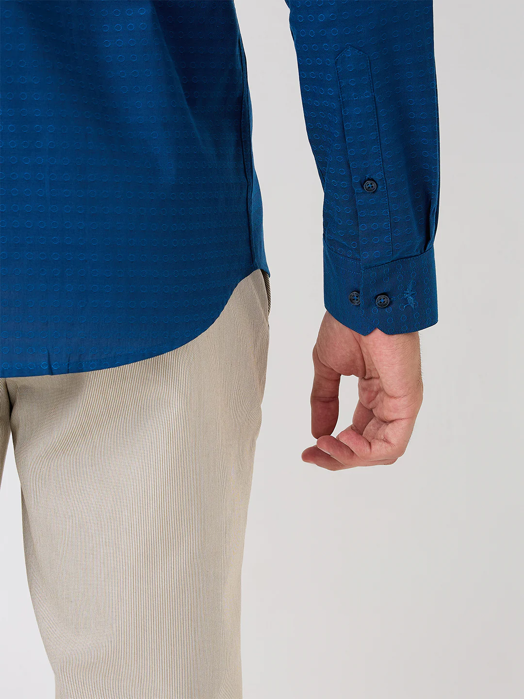 Park Avenue Men Blue Structure Slim Fit Cotton Blend Shirt - Image 7
