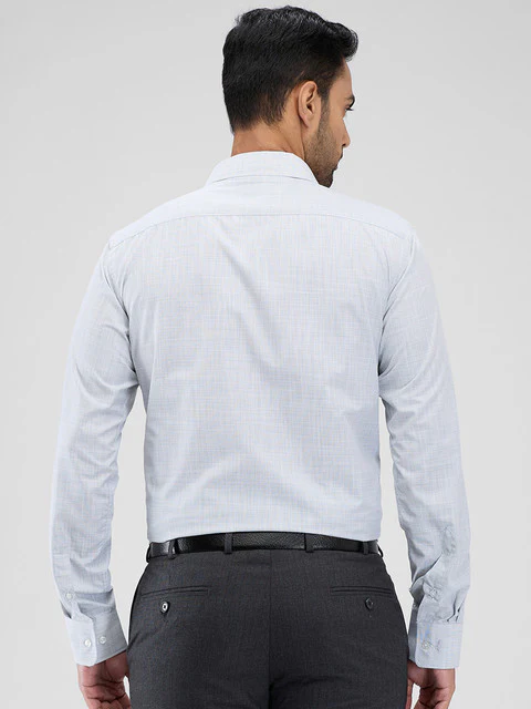 Park Avenue Men Blue Structure Slim Fit Cotton Blend Shirt - Image 4