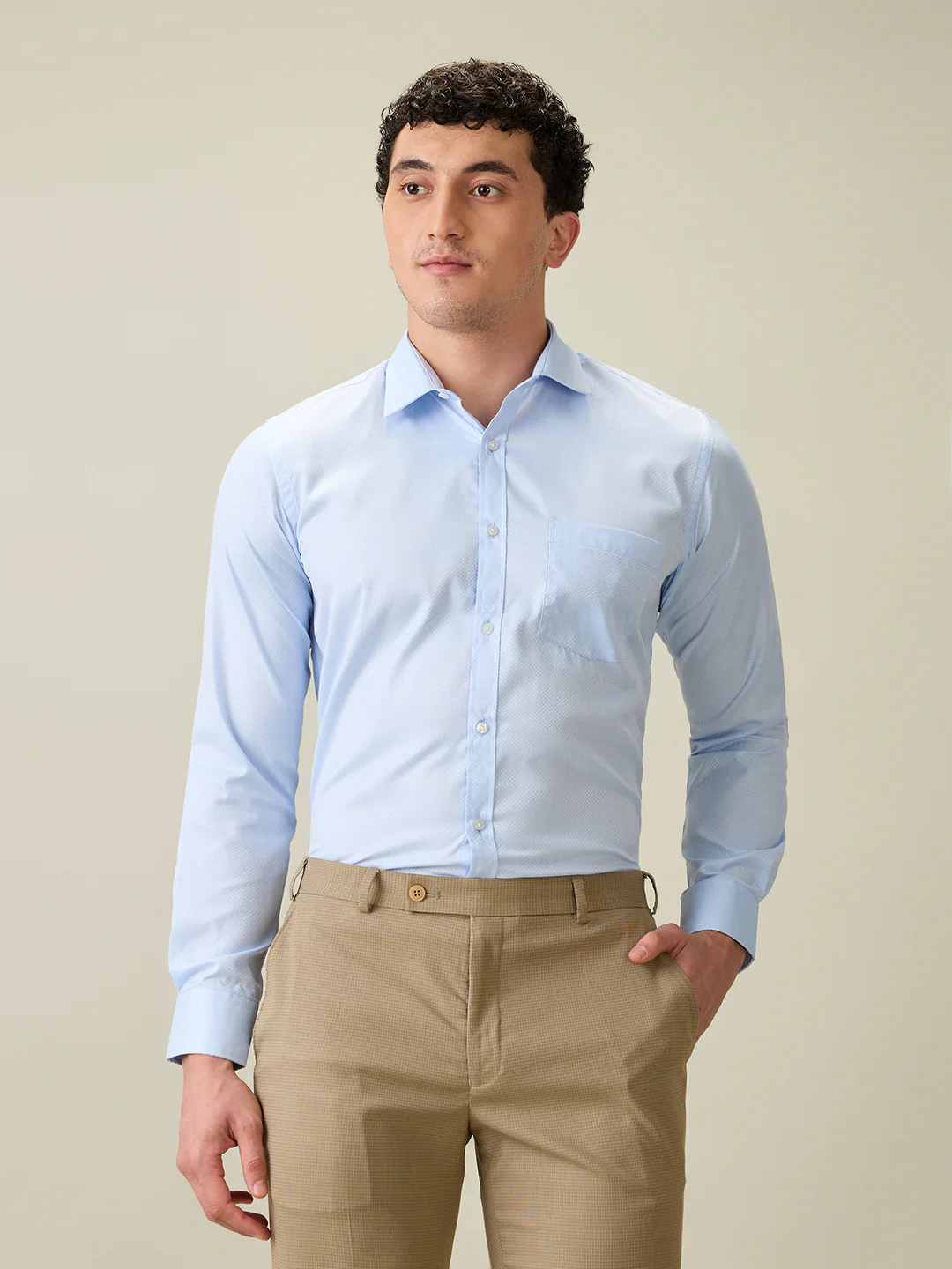 Park Avenue Men Blue Structure Slim Fit Cotton Blend Shirt
