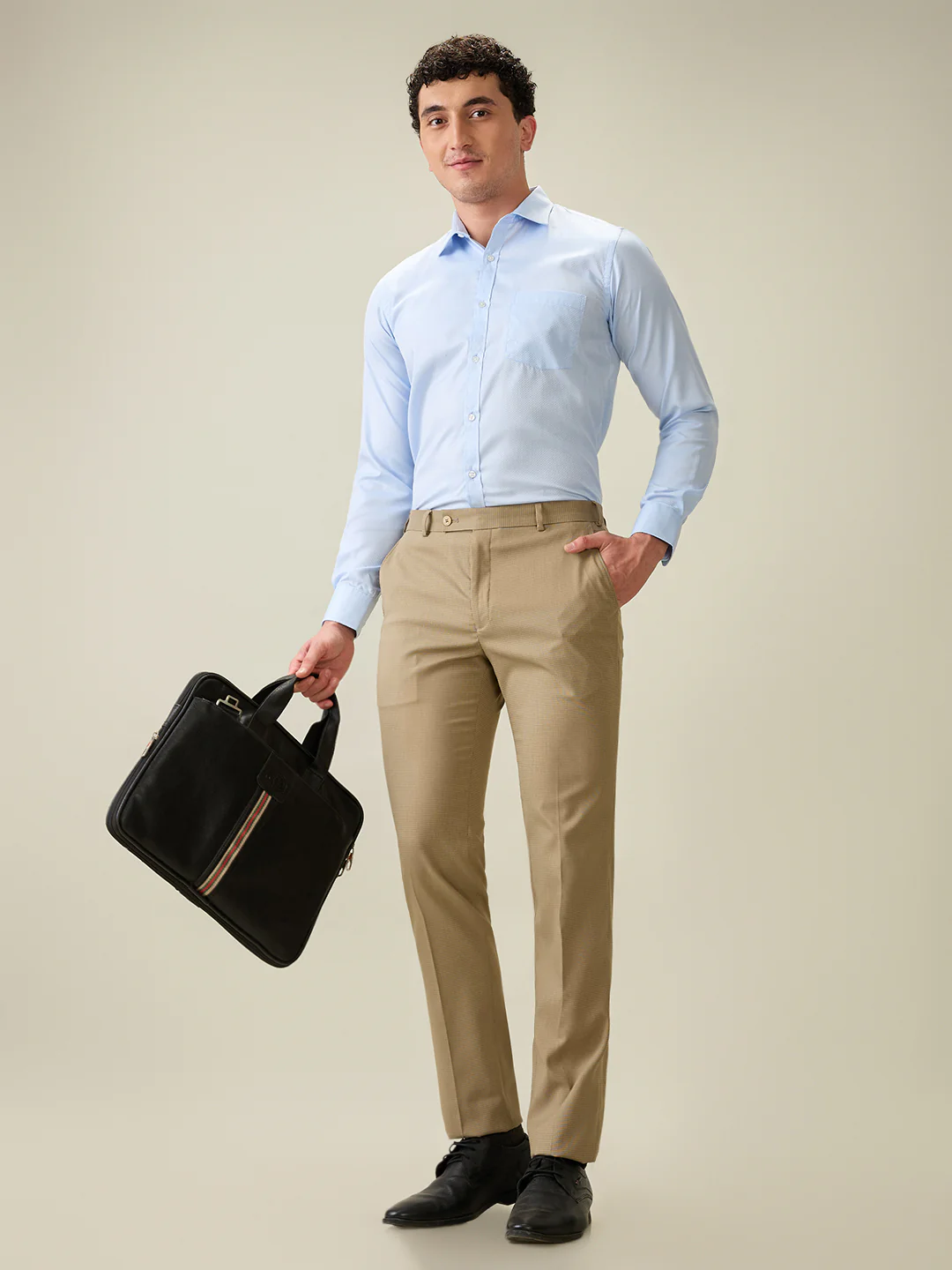 Park Avenue Men Blue Structure Slim Fit Cotton Blend Shirt - Image 6