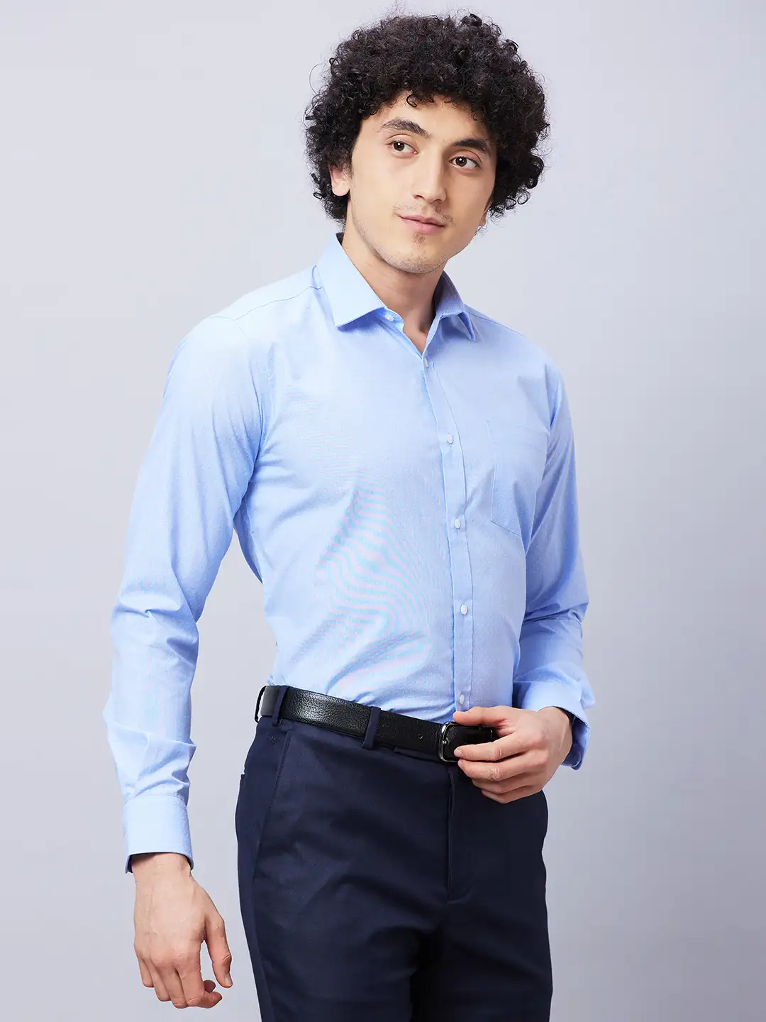 Park Avenue Men Blue Structure Slim Fit Cotton Blend Shirts - Image 2