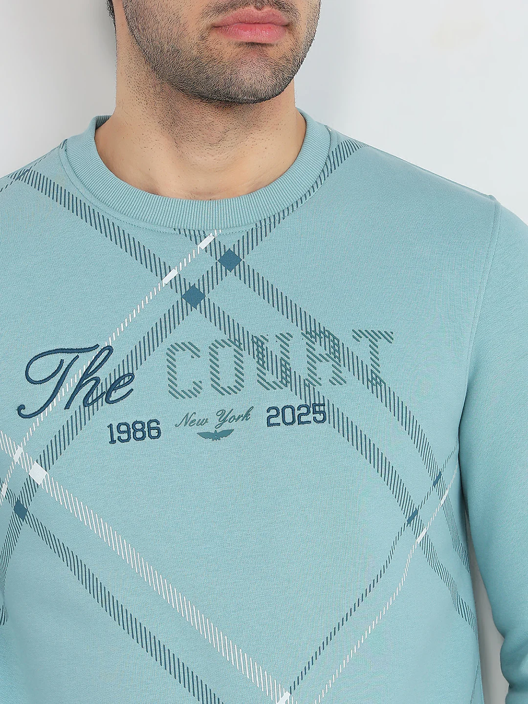 Park Avenue Men Blue Structure Slim Fit Cotton Blend Sweatshirt - Image 6