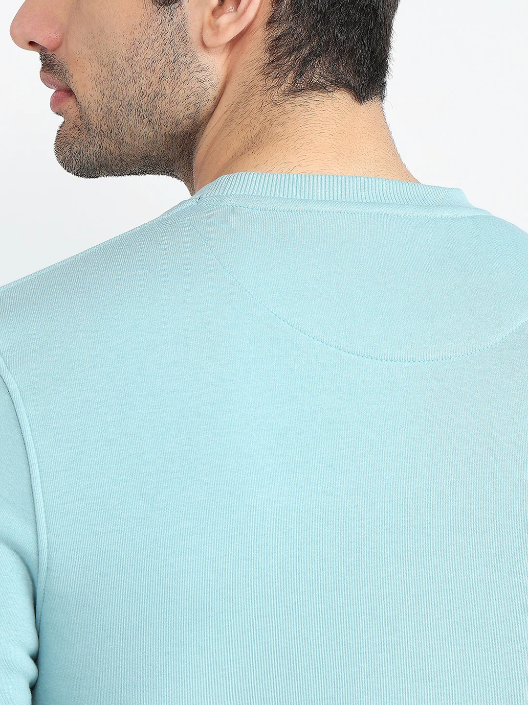 Park Avenue Men Blue Structure Slim Fit Cotton Blend Sweatshirt - Image 7