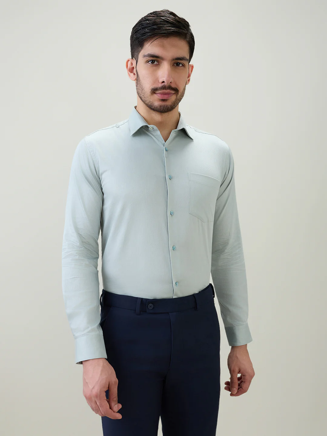 Park Avenue Men Blue Structure Slim Fit Cotton Formal Shirt