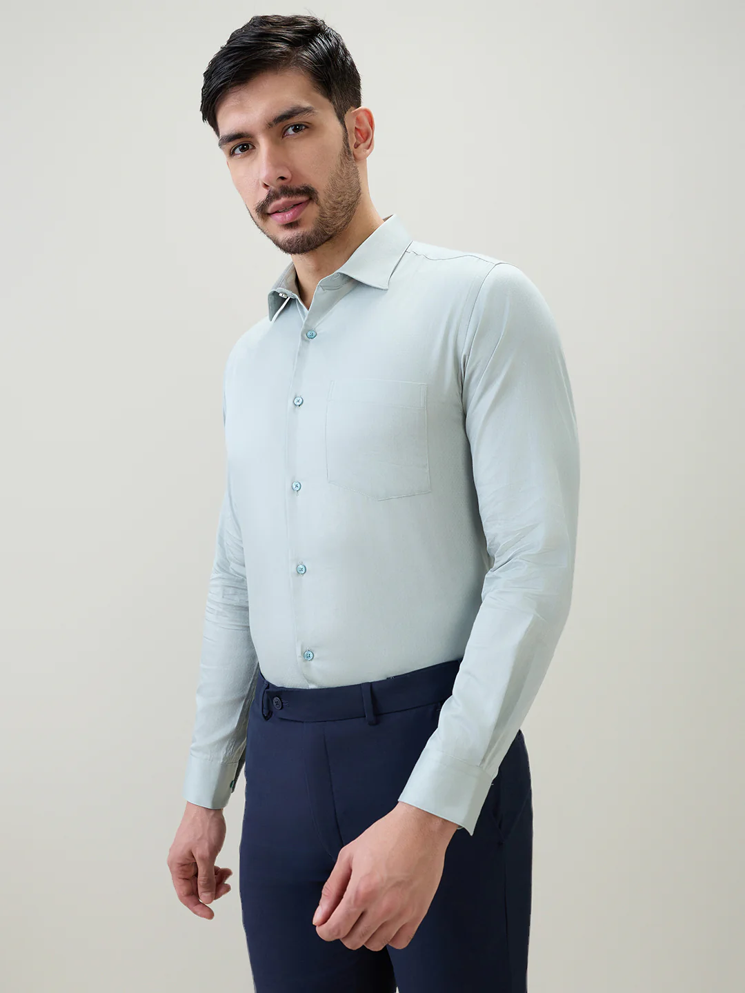 Park Avenue Men Blue Structure Slim Fit Cotton Formal Shirt - Image 2