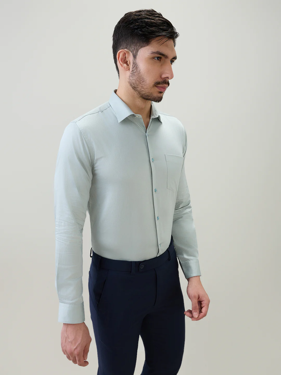 Park Avenue Men Blue Structure Slim Fit Cotton Formal Shirt - Image 3