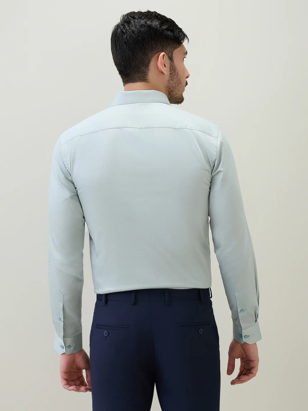 Park Avenue Men Blue Structure Slim Fit Cotton Formal Shirt - Image 4
