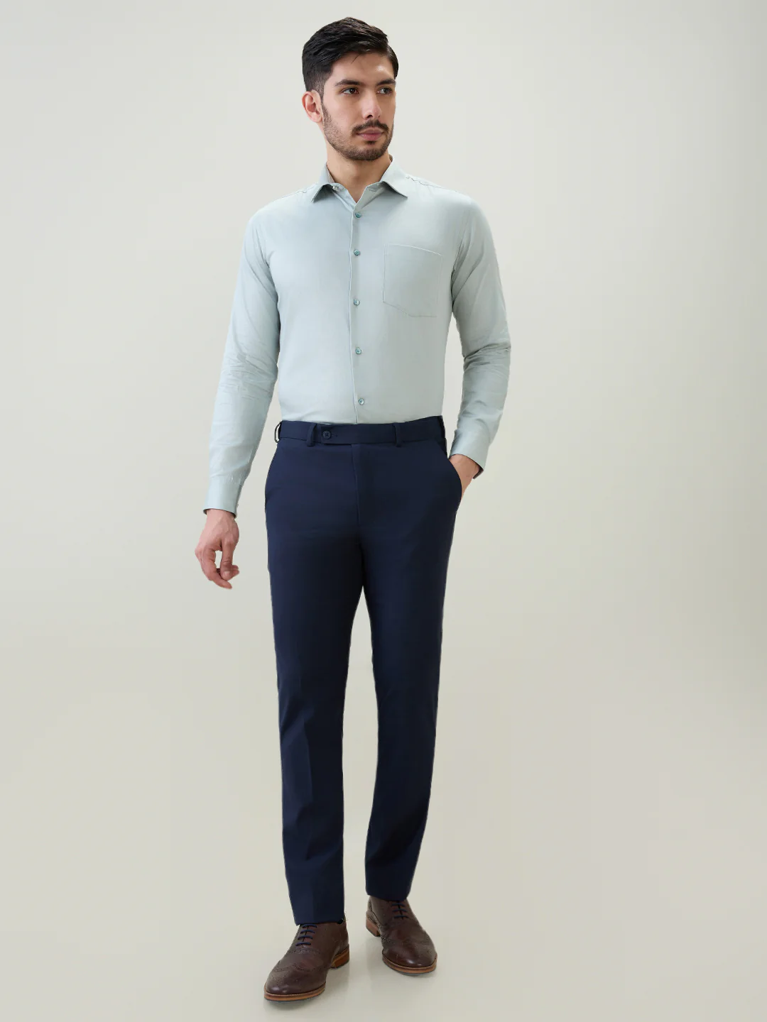 Park Avenue Men Blue Structure Slim Fit Cotton Formal Shirt - Image 5