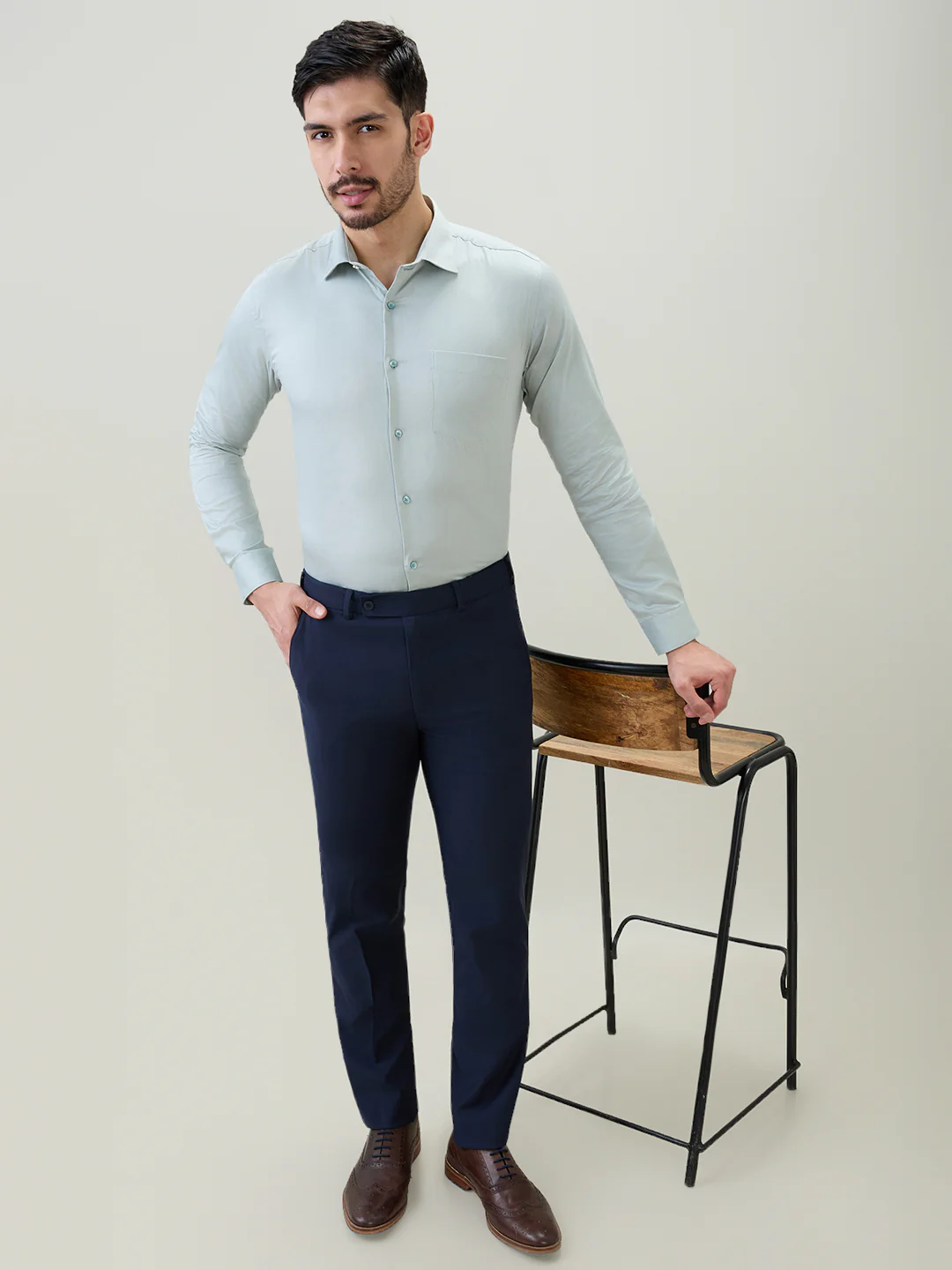 Park Avenue Men Blue Structure Slim Fit Cotton Formal Shirt - Image 6