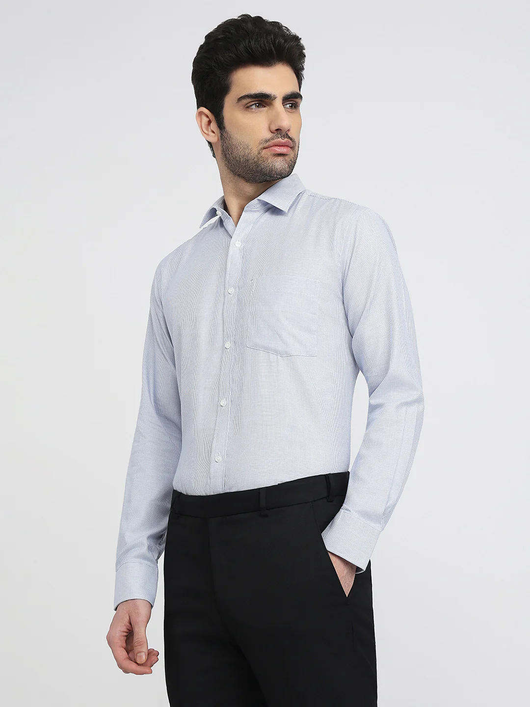 Park Avenue Men Blue Structure Slim Fit Cotton Formal Shirt - Image 2