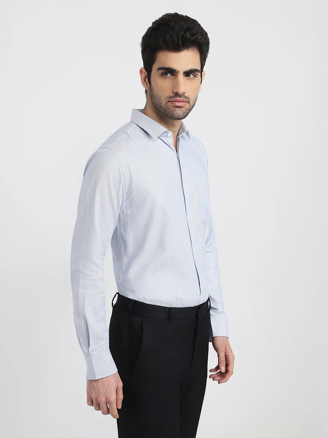Park Avenue Men Blue Structure Slim Fit Cotton Formal Shirt - Image 3