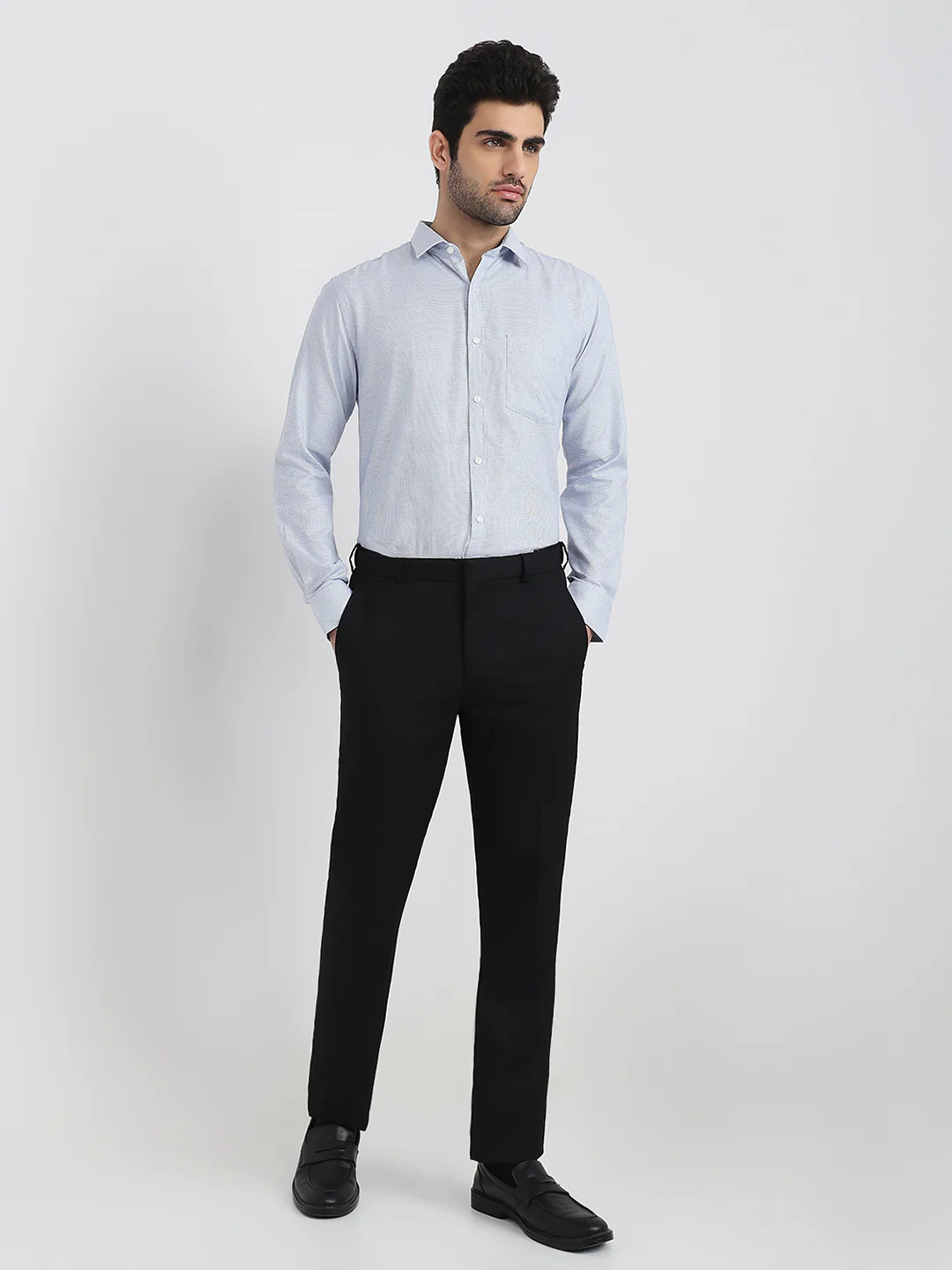 Park Avenue Men Blue Structure Slim Fit Cotton Formal Shirt - Image 5