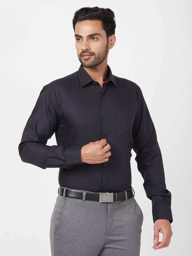 Park Avenue Men Blue Structure Slim Fit Cotton Shirt - Image 2