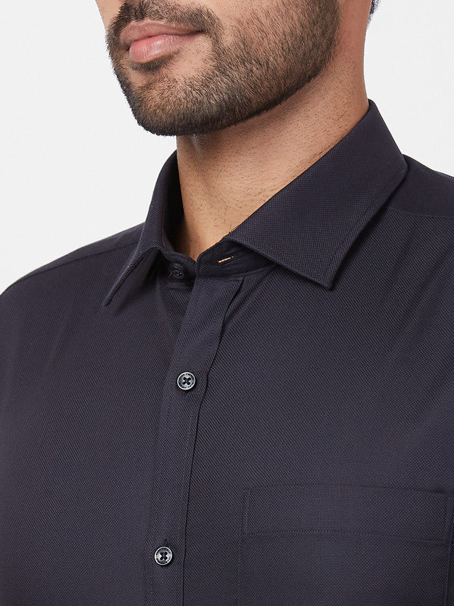 Park Avenue Men Blue Structure Slim Fit Cotton Shirt - Image 6