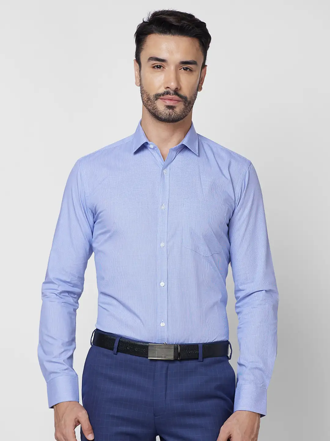 Park Avenue Men Blue Structure Slim Fit Cotton Shirt