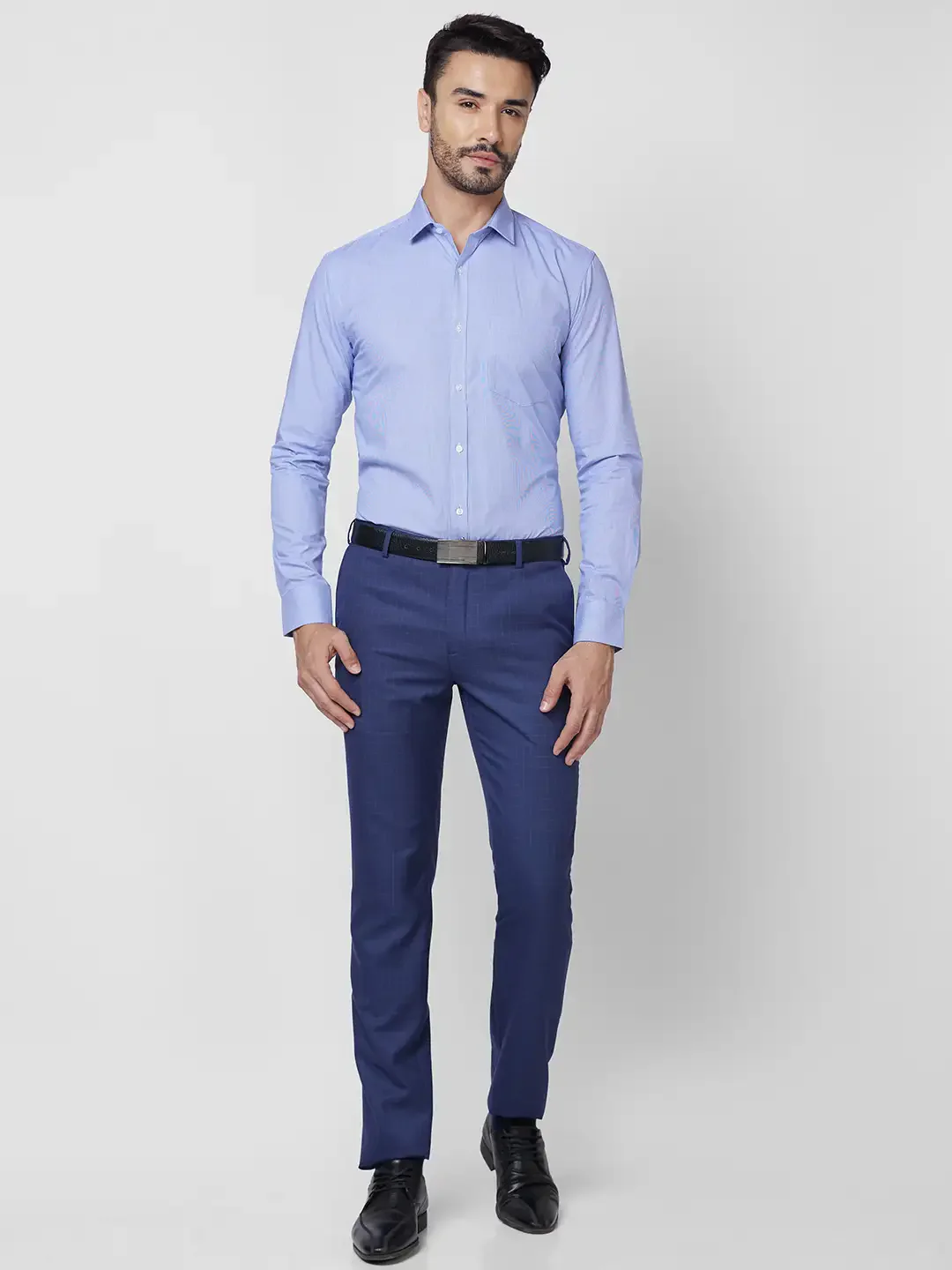 Park Avenue Men Blue Structure Slim Fit Cotton Shirt - Image 5