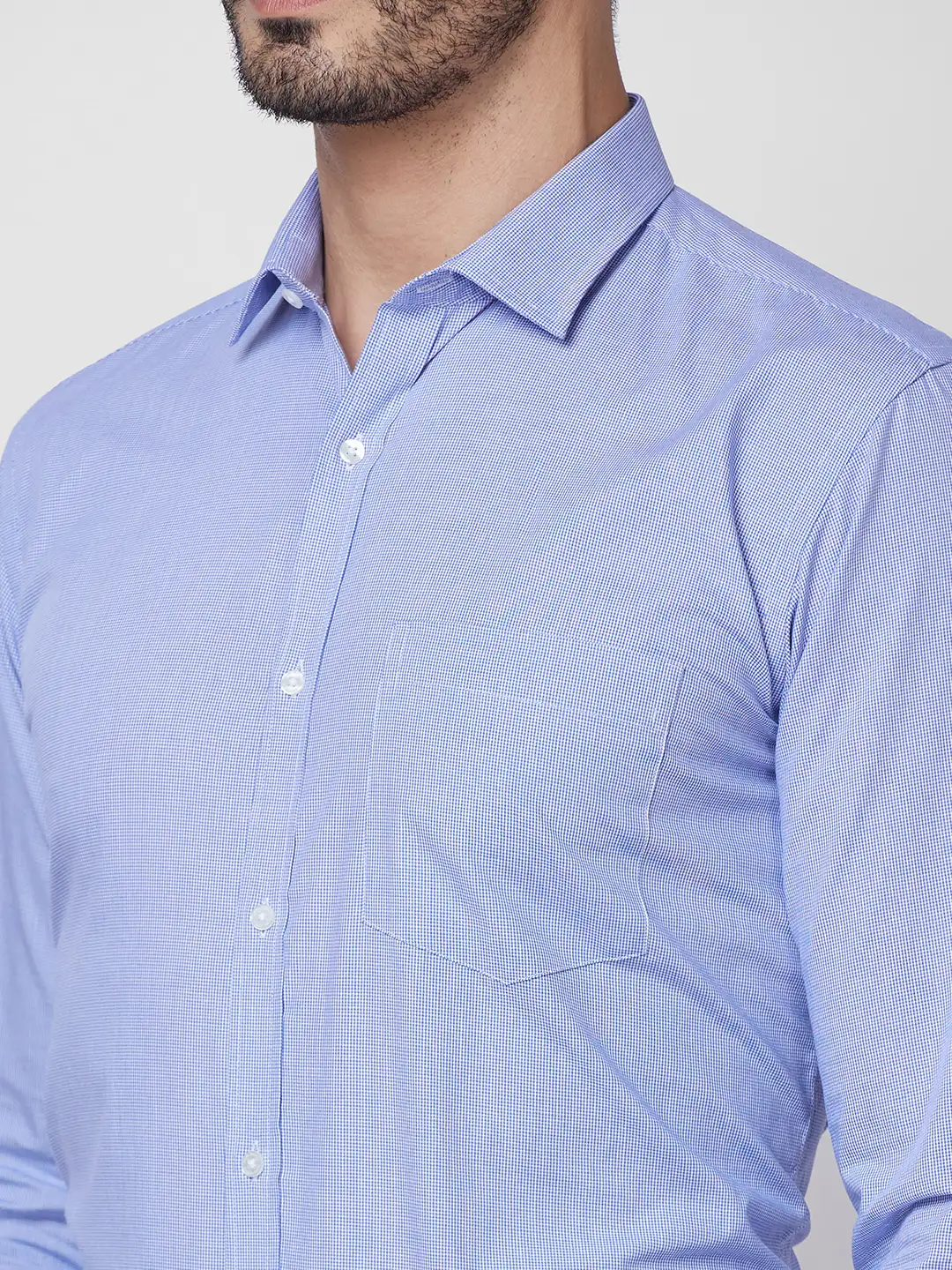 Park Avenue Men Blue Structure Slim Fit Cotton Shirt - Image 6