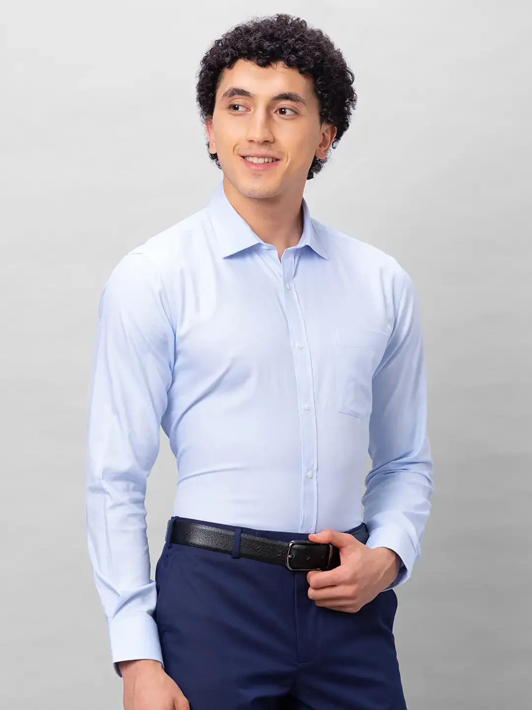 Park Avenue Men Blue Structure Slim Fit Cotton Shirts - Image 2