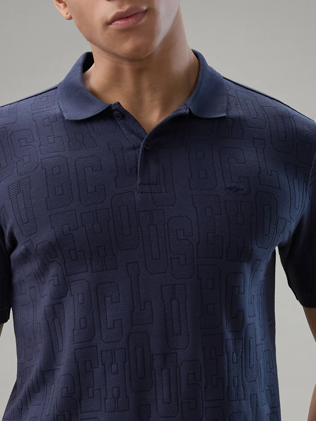 Park Avenue Men Blue Structure Slim Fit Cotton T-Shirt - Image 6