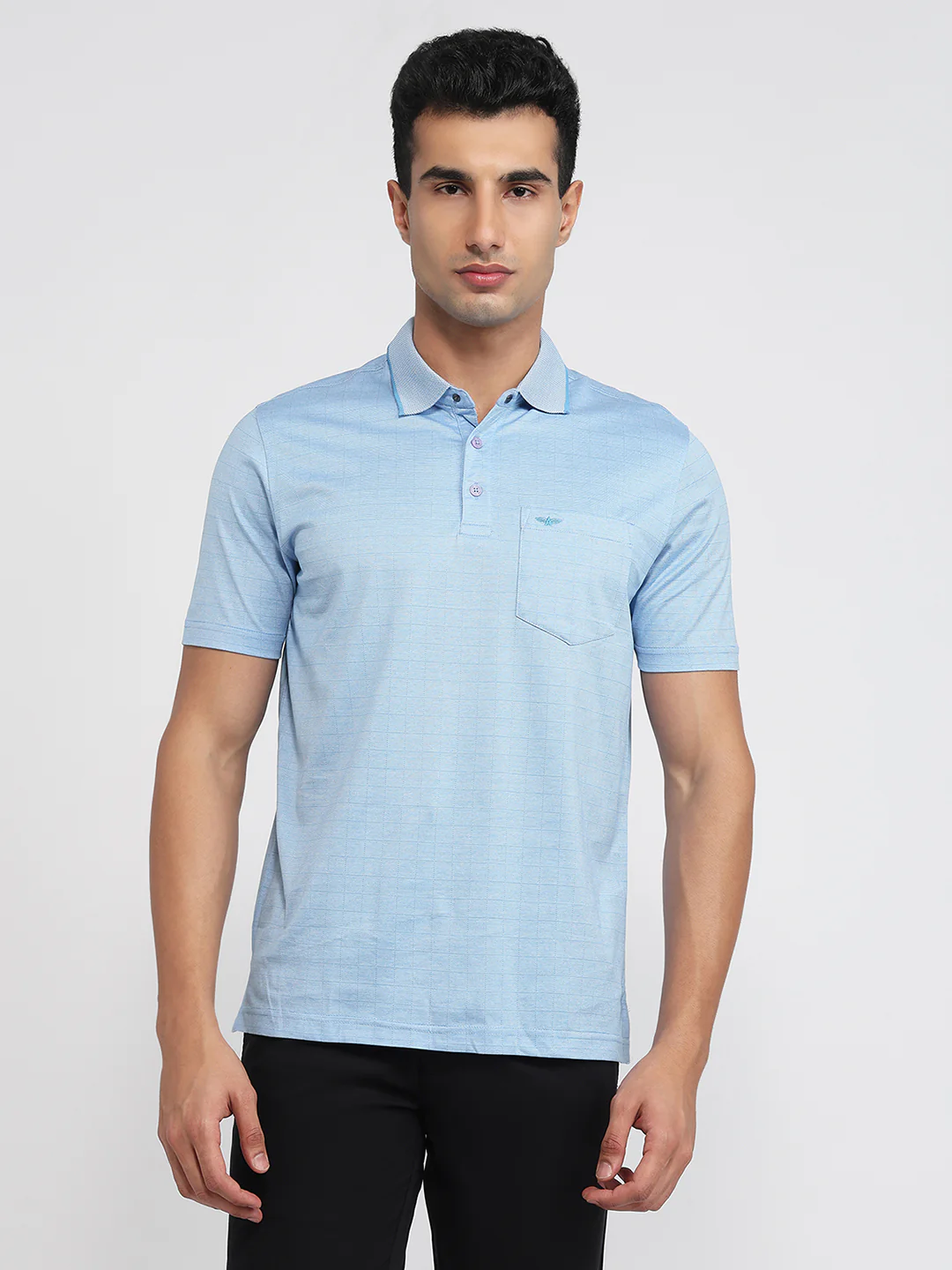 Park Avenue Men Blue Structure Slim Fit Cotton T-shirt