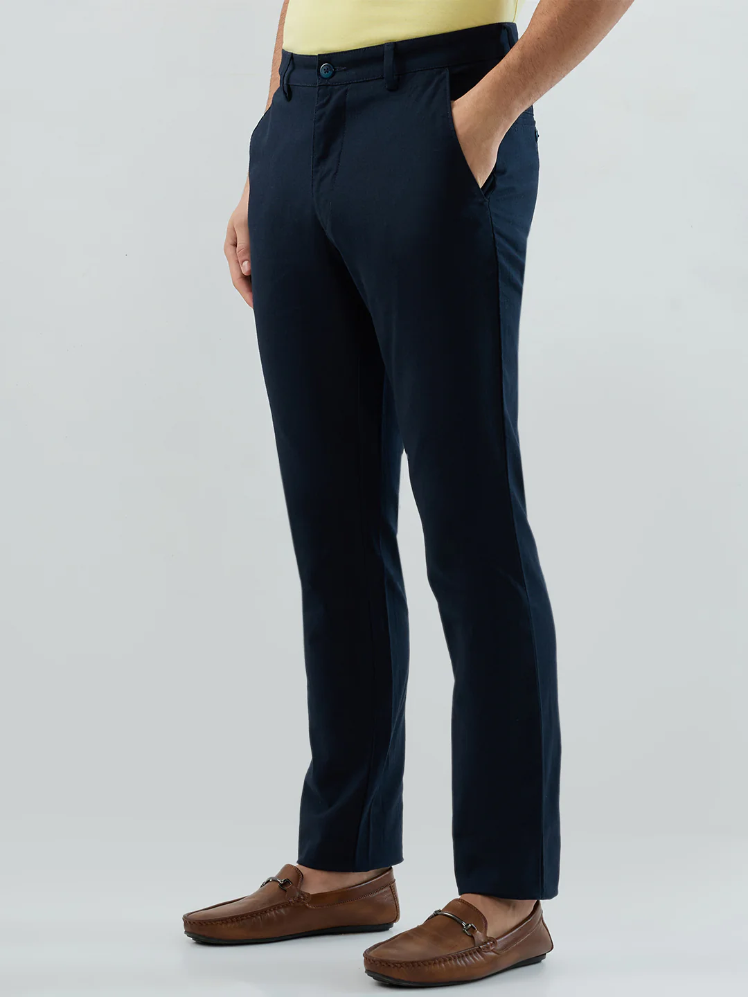 Park Avenue Men Blue Structure Slim Fit Cotton Trouser - Image 3